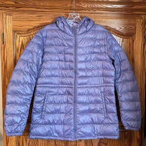Uniqlo Down Puffer Jacket Women L Lavender with Hood
